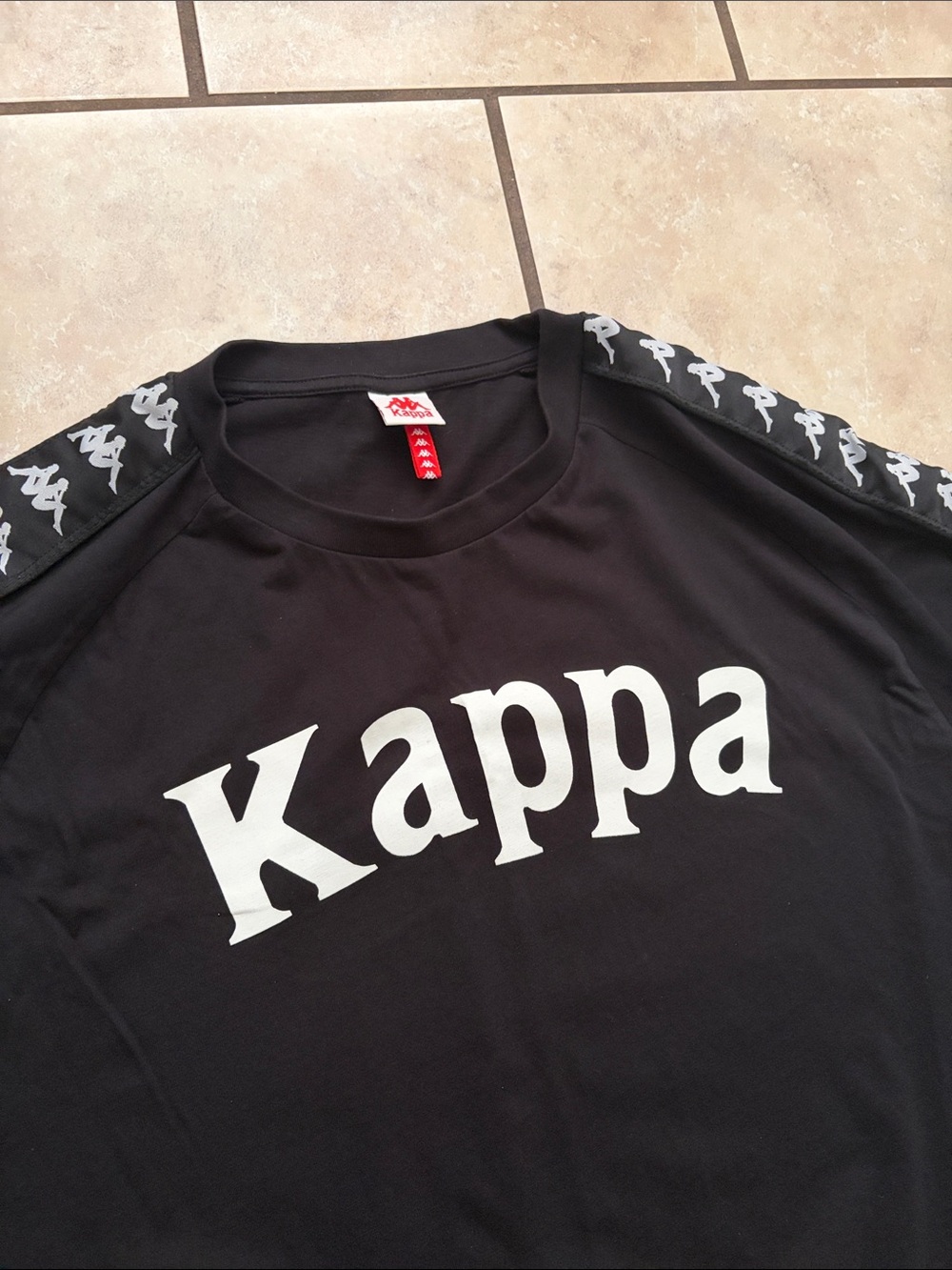 Used Kappa Black Sweatshirt with White Chest Script